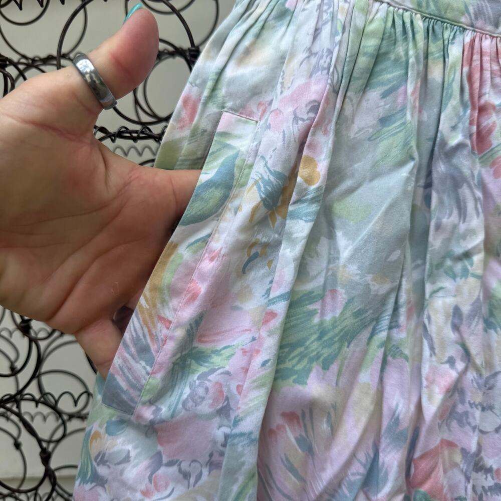 Charter Club Pastel Floral A-Line Yoke Button Front Skirt Pockets Cottagecore 8 - Picture 2 of 10